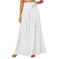 thumbnail image 3 of VBVC Women's Tie Waist Wide Leg Palazzo Pants, Flowy Wrap Maxi Skirt Pants For Women, Ladies' Casual Summer Beach Trousers with Pockets,White,S-2XL, 3 of 8