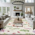 thumbnail image 4 of Area Rug 72×108in, Rustic Wildflower Vintage Linen Floor Carpet Living Room Rug, Colorful Flower Leaves Non-Slip Welcome Mat Indoor Rugs for Bedroom Dining Room, 4 of 9