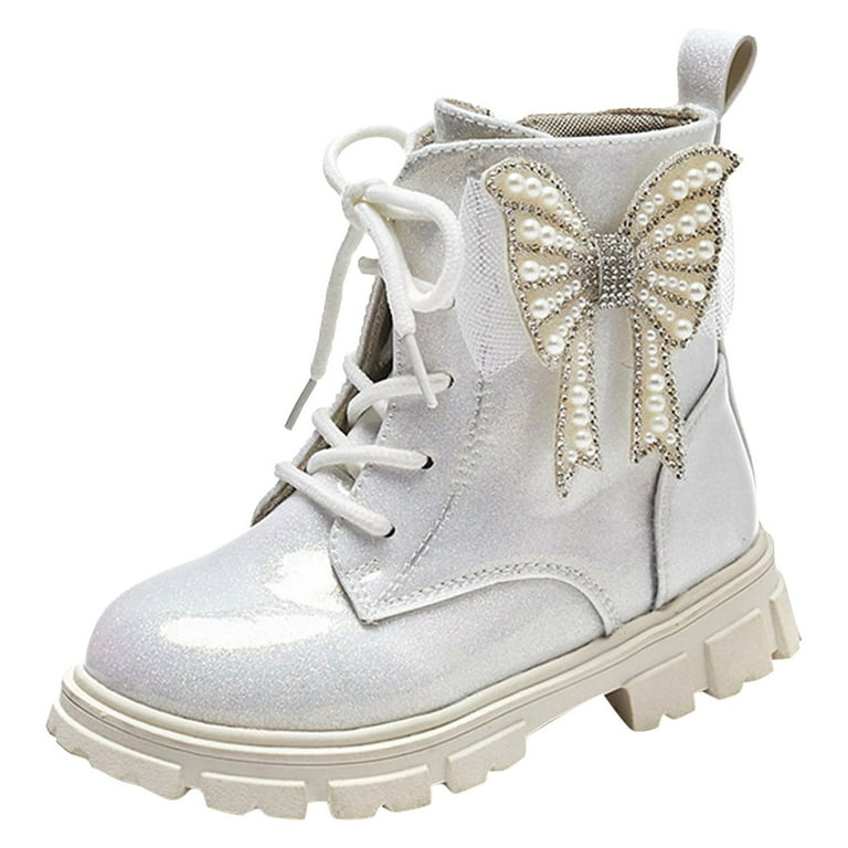 Cathalem Shoes Girls Little Kid Female High Heels for Kids Size 13 Korean Edition New Children s Girls Soft Sole Boots Child Ski Boots Silver 11
