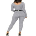 thumbnail image 4 of Women Long Jumpsuit Solid Color Long Sleeve U Neck Slim Bodysuit, 4 of 5