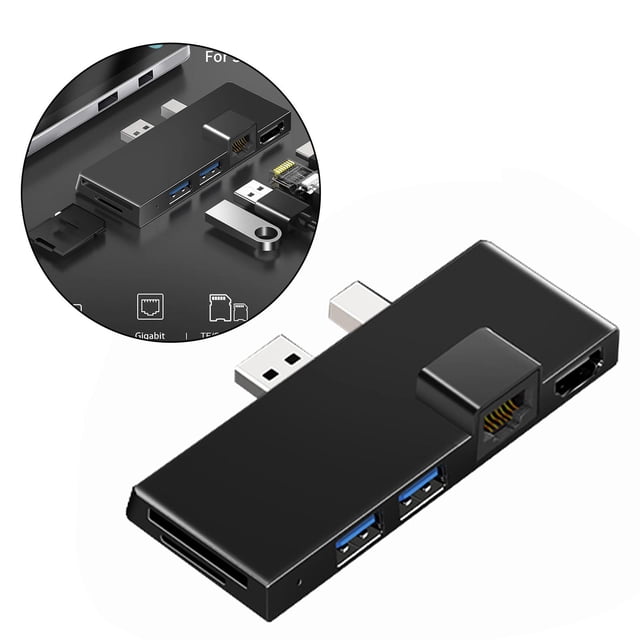 Estación de acoplamiento CUTICAT Adaptador convertidor 6 en 1 Ethernet LAN + 2 puertos USB 3.1 Lector de tarjetas + TF Negro