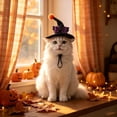 thumbnail image 6 of Witch Cat Dog Halloween Outfit Hat with Bow, Soft Pet Clothes Hats for Cats and Small Dogs, Spandex Form-Fitting Comfort for Parties Parades Photo, 6 of 6