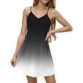 thumbnail image 2 of qolati Summer Dresses for Women 2025 Gradient Print Spaghetti Strap Casual Swing Tank Dress V-Neck A Line Beach Cover Up Mini Dress, 2 of 6