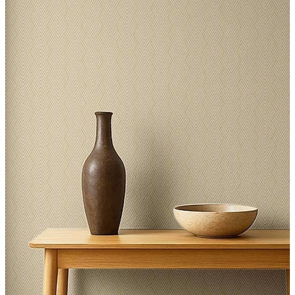 S4sassy Removable Nature-inspired Waterproof Wall Wrap, Finish Wallcover, Herringbone Print Contact Paper for Walls, Cabinets, Dresser, Self Adhesive Vinyl Wallpaper Roll- Beige (25"x120")