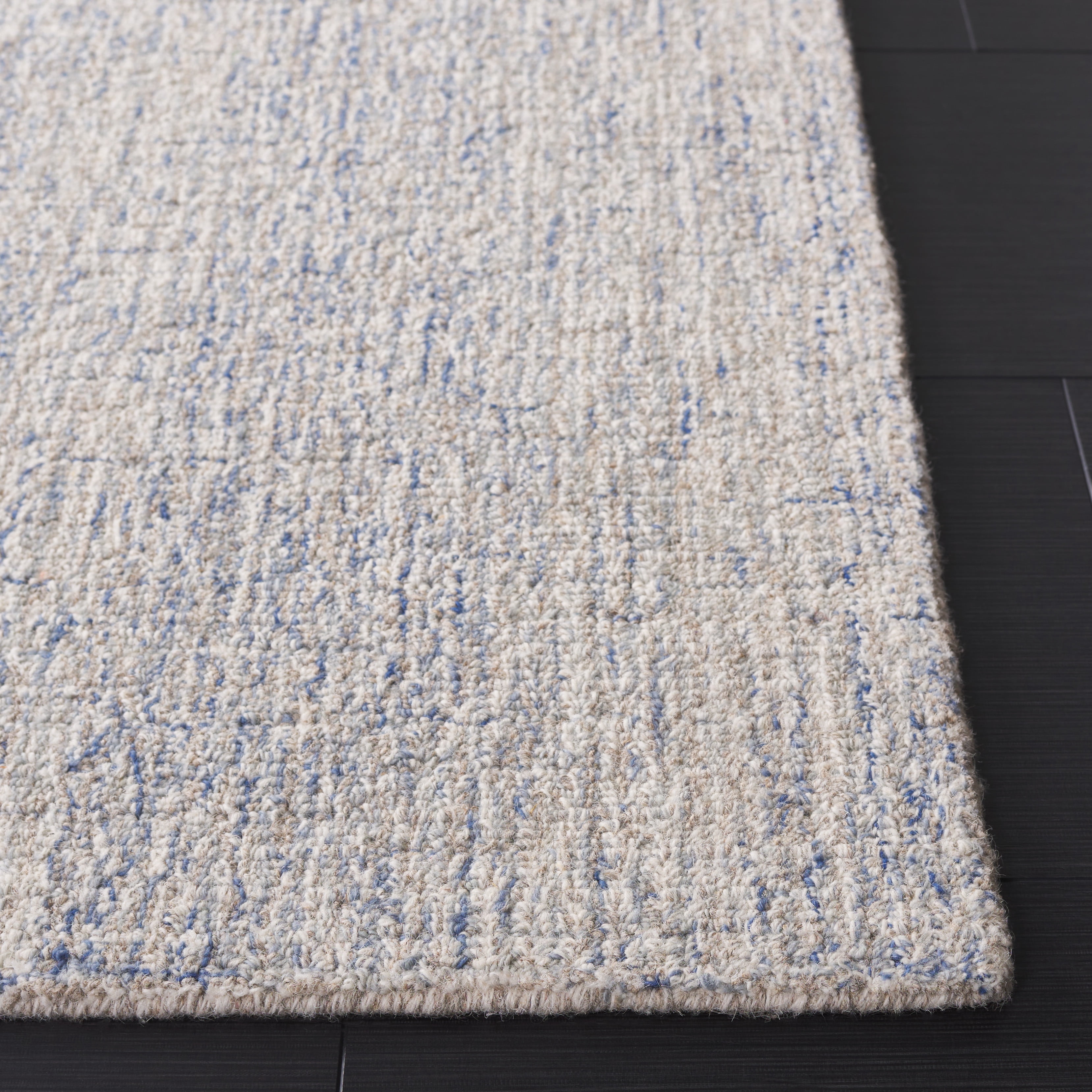SAFAVIEH Abstract Emely Abstract Wool Runner Rug, Ivory/Blue, 2'3" x 8'