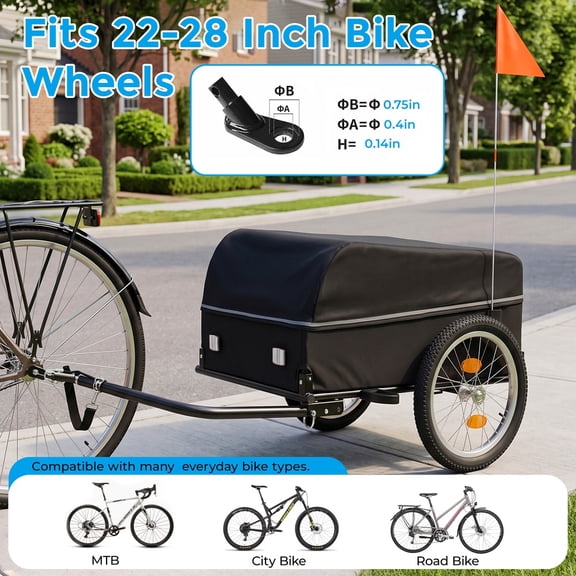 AIMINLI Bike Cargo Trailer, 2 in 1 Bicycle Cargo Trailer and Hand Cart, Towable Rear Bike Trailer for Luggage Camping
