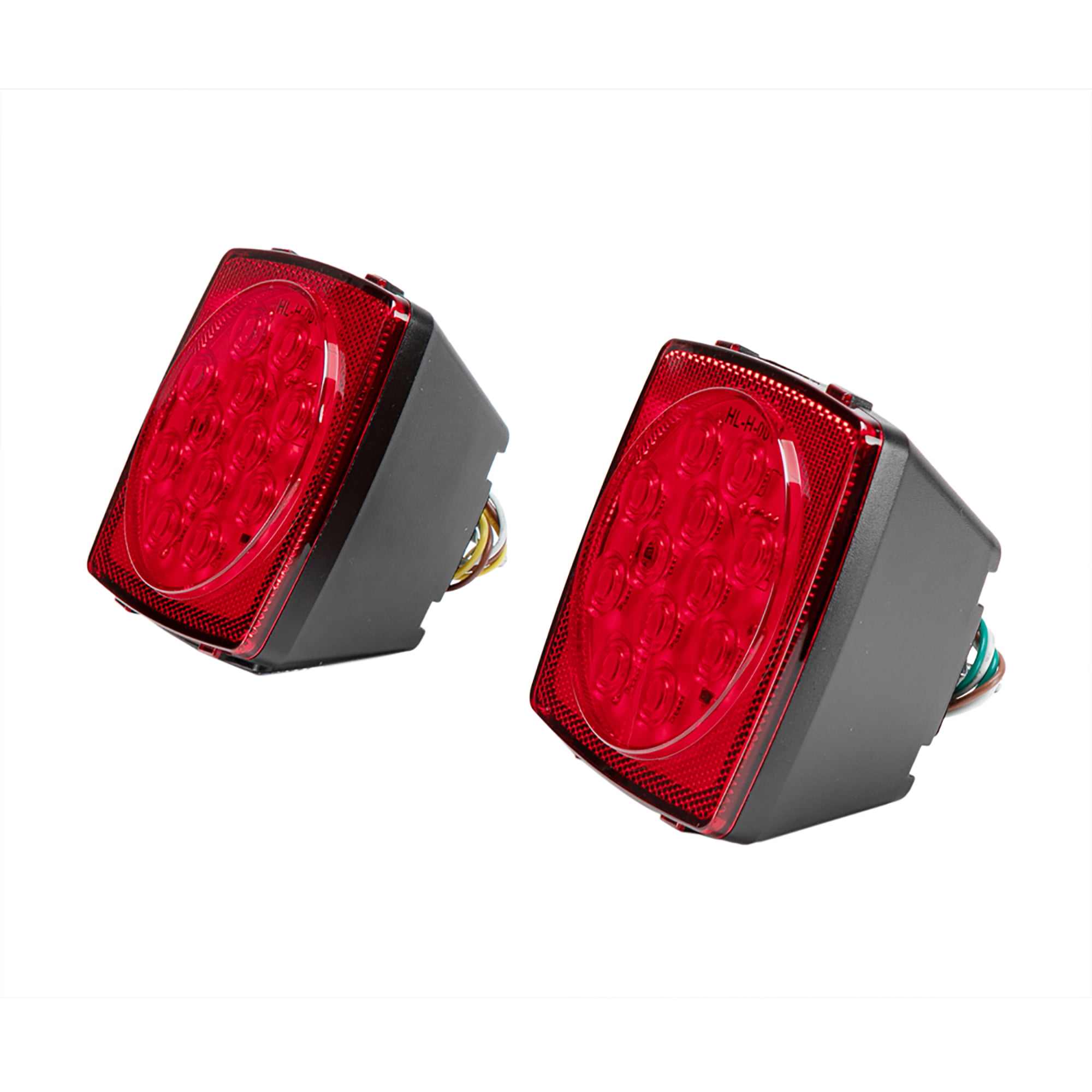 Astra Depot 1 Pair of Red/White Square LED Truck Trailer Lights Kit Under 80 inch Turn Signal Brake Stop Tail Light 12V 