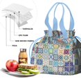 thumbnail image 4 of Boho Bohemia Flower Drawstring Lunch Bag Women - Drawstring Lunch Bag Insulated for Work Office - Stain-Resistant Large Lunchbags for Women with Multi-Pockets, 4 of 6