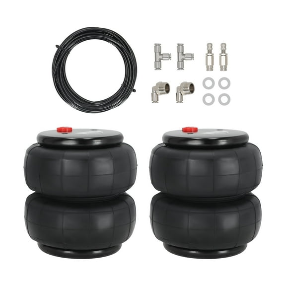 Pair 2600lbs Air Springs Suspension Bags Single Port 1/2"npt w/ Air Line