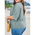 thumbnail image 6 of DOKOTOO Plus Size Cardigan for Women Summer Half Sleeve Open Front Lightweight Draped Cardigans Green XXL US18-20, 6 of 11