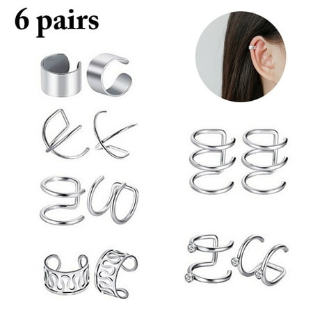 6 Pairs Ear Cuffs Fashion No Piercing Cartilage Wrap Earrings Ear Clips Set