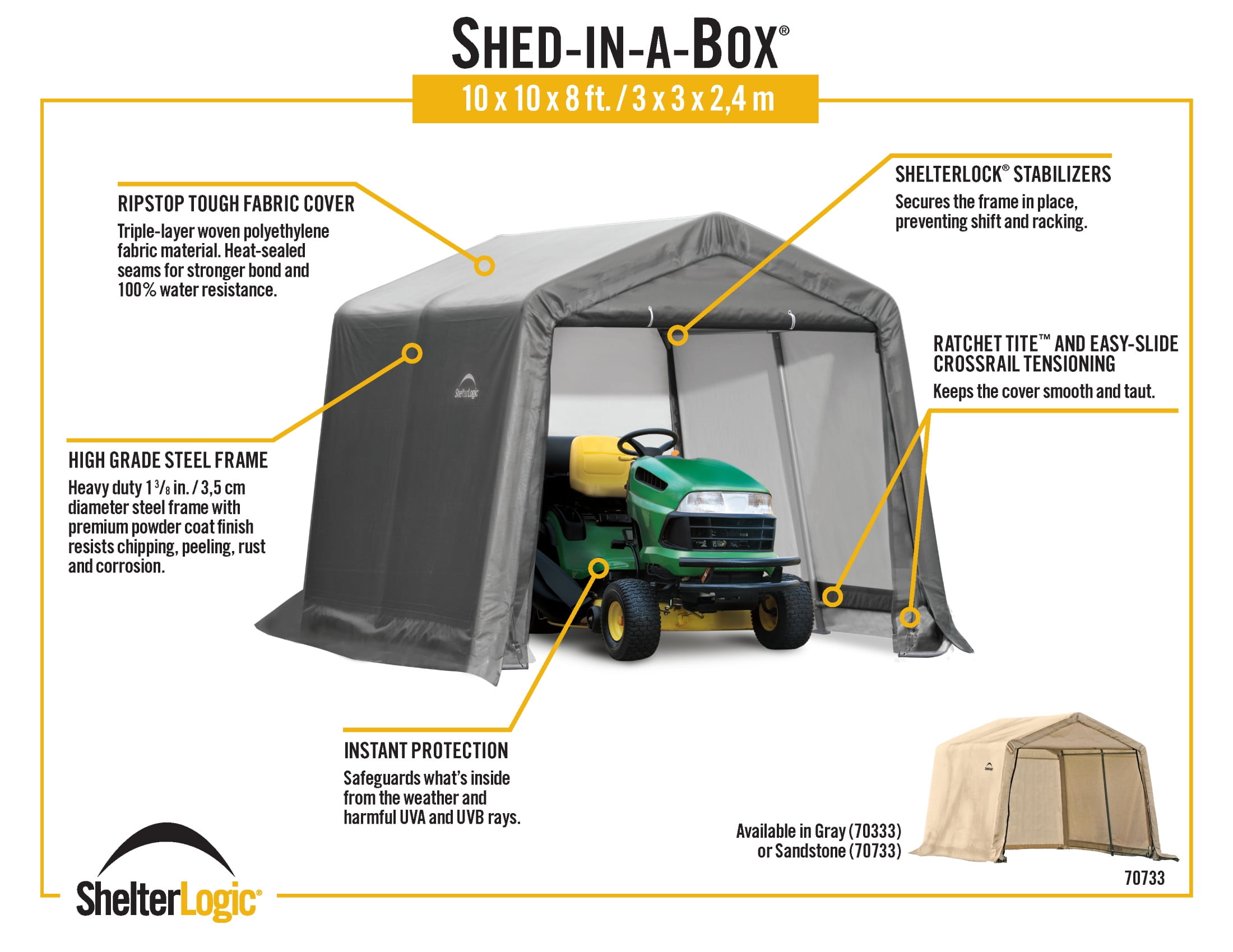 Shed-In-A-Box 10 X 10 X 8 Ft Peak Grey