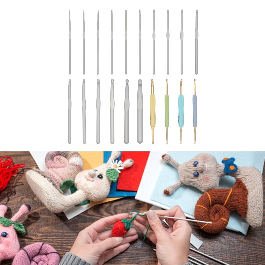 1 Set Single Head Crochet Needle Set Ergonomical Crochet Hook Double Head Knitting Needle Crochet Supplies for Craft