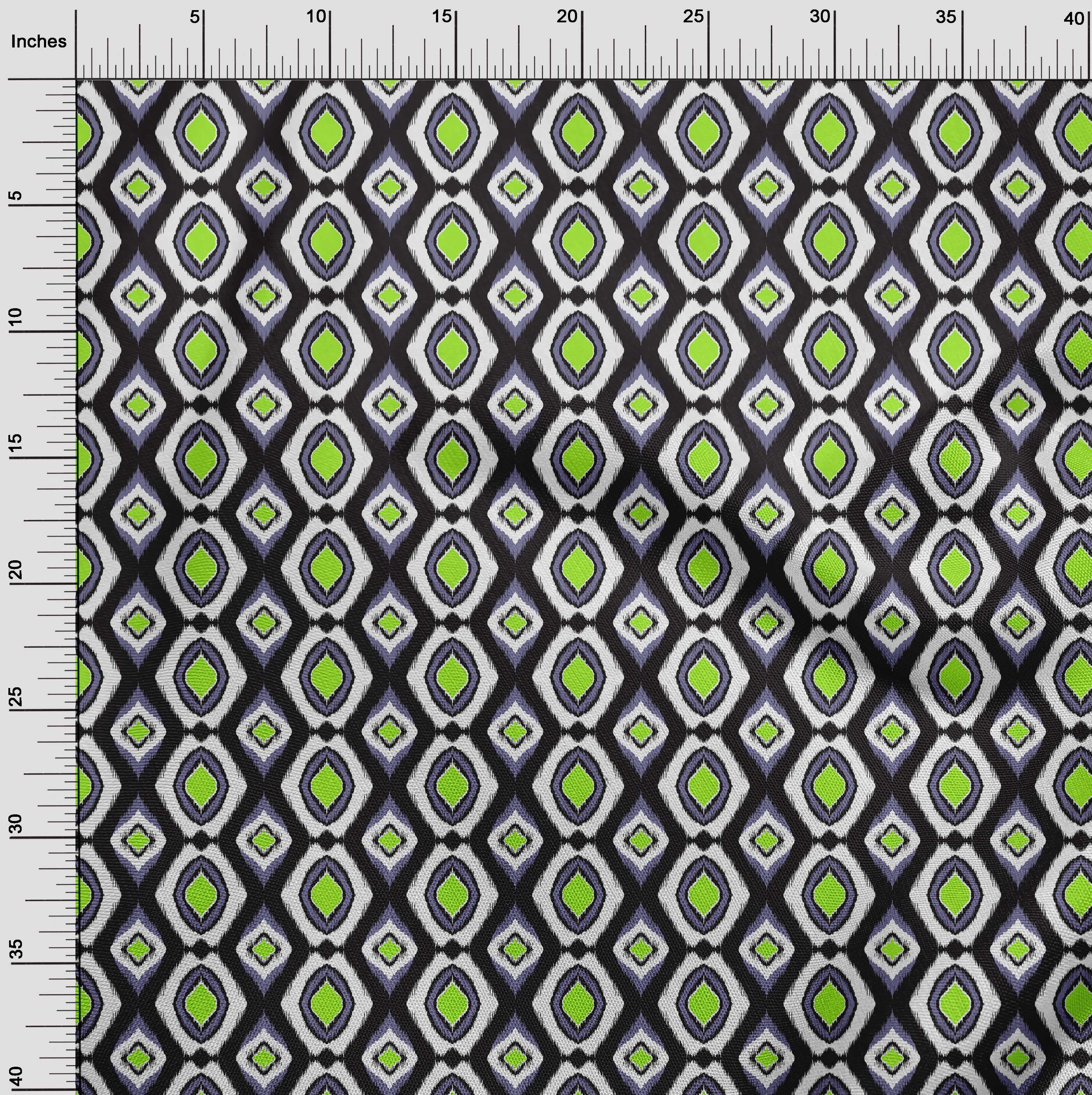 oneOone Polyester Spandex Light Green Fabric Asian Ikat Craft Projects Decor Fabric Printed By The Yard 56 Inch Wide