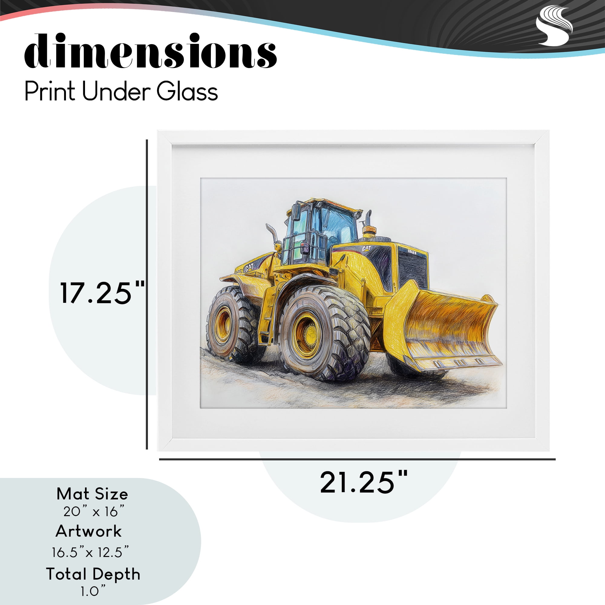 Stupell Industries Industrial Excavator Drawing White Framed Print Under Glass, design by Steve Hunziker