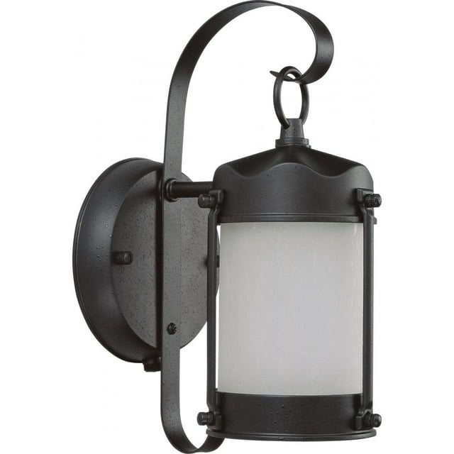 Nuvo Lighting 60/3946 One Light Piper Wall Lantern with Frosted Glass and Photocell, Textured Black