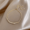 thumbnail image 1 of Pulseras De Plata 925 Mujer Oro De Bambú Ajustable Elegante Xtellar dorado, 1 of 4