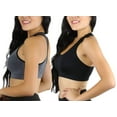 thumbnail image 4 of ToBeInStyle Women's Reversible Compression Double Layered Sports Bras Medium, Black/Charcoal, 4 of 5