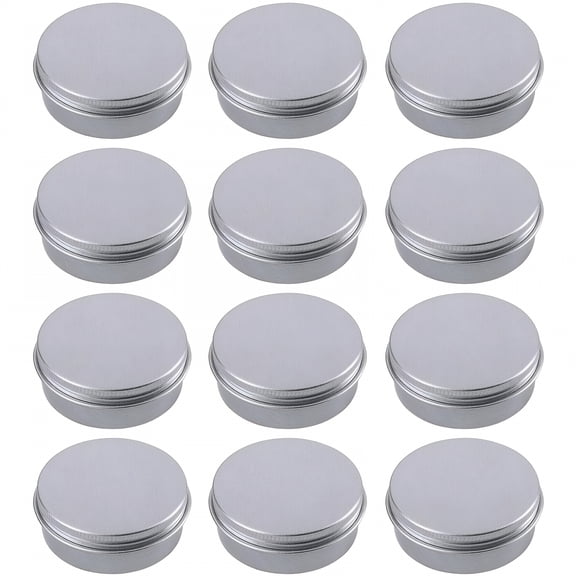 ACDANC Aluminum Tin Jar 1Oz,12Pc Refillable Containers Refillable Screw-Top Tins for Lip Balm,Creams Round Metal Containers Leakproof,Silver