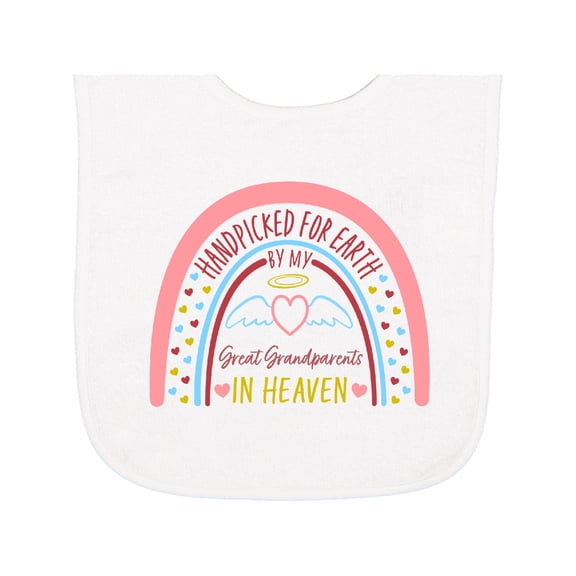 Inktastic Handpicked for Earth by My Great Grandparents in Heaven Rainbow Baby Terry Cloth Bib