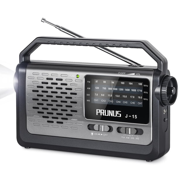 Radio meteorológica portátil PRUNUS J15WB AM FM NOAA con linterna