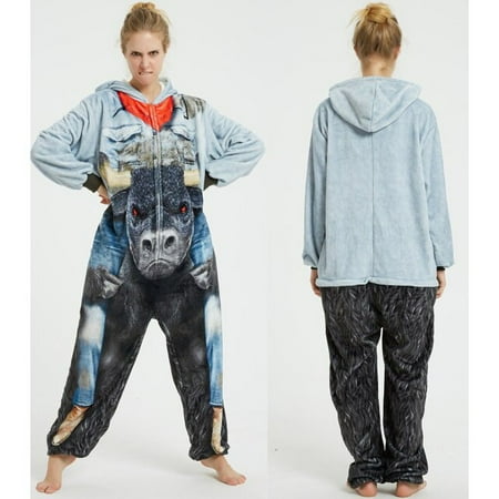 

CoCopeanut Minotaur Cow Onesies Women Girls Unisex Totoro Bat Animal Pajamas Winter Sleep Suit Couple Overall Soft Flannel Cosplay Costumes
