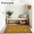 thumbnail image 3 of ODIKA 4'x6' Machine Washable Non-Slip Area Rug, Colorful Talavera Half Circle with Chili Pepper and Floral Motifs High Traffic Rug, Yellow, 66198, 3 of 7