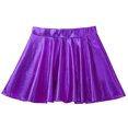 thumbnail image 3 of TiaoBug Kids Girls Shinny Metallic Mini Skater Skort Glossy Flared Pleated Scooter Skirt Purple 6, 3 of 6