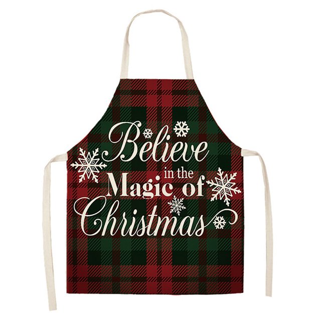 Delantales navideños de cocina, delantales a cuadros negros y rojos, delantal ajustable a cuadros estilo búfalo para hornear, delantal navideño para asar a la parrilla con bolsillo, delantal de chef