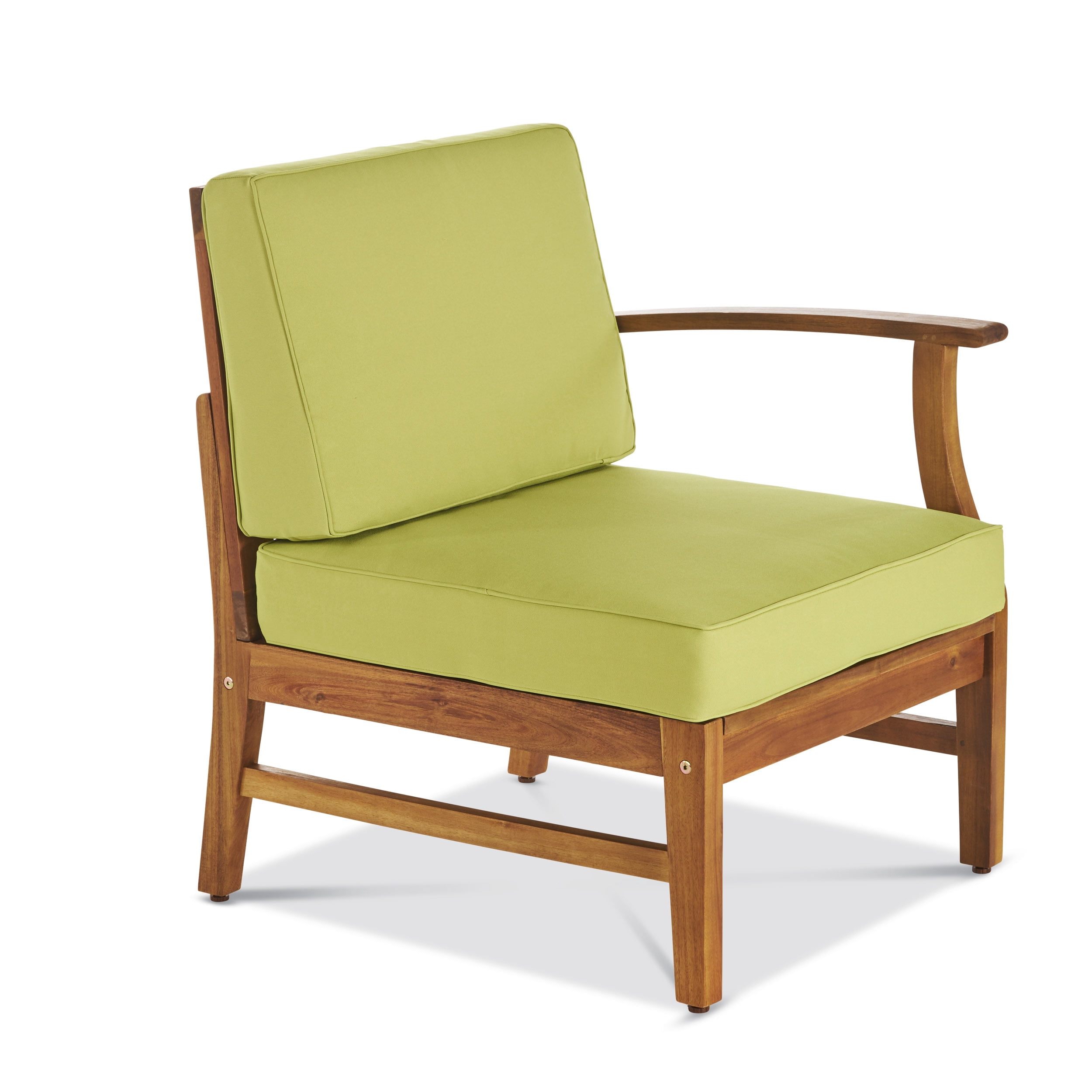 Bodhi Outdoor 5 Piece Sectional with Cushions, Teak, Green