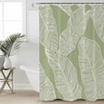 thumbnail image 4 of Shower Curtains Sets for Bathroom Decor White Lines Tropical Palm LeavesWaterproof Bathroom Curtain with Hooks,Plant on Sage Greenfor Bathroom Decor,36x72IN, 4 of 7