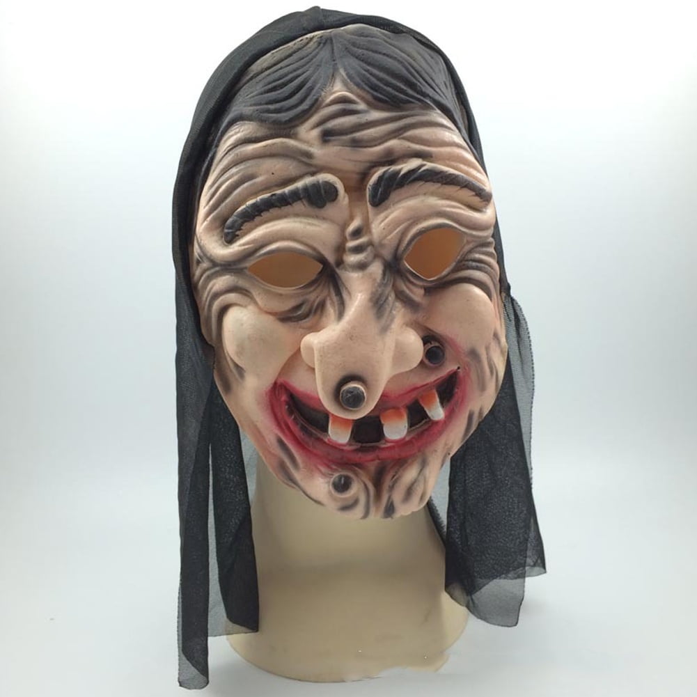 Halloween Horror Witch Mask Headgear Movie Props Witch Black Latex Halloween Horror Witch Mask Headgear Movie Props Witch Black Latex