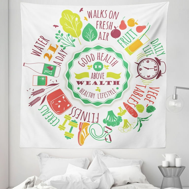 Hanging tapestry online above bed