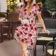 thumbnail image 3 of Easygdp Rose Flowers para Vestido Transpirable de Mujer, Vestido Suelto de Manga Corta con Pliegues y Bolsillos para el Verano, 3 of 6