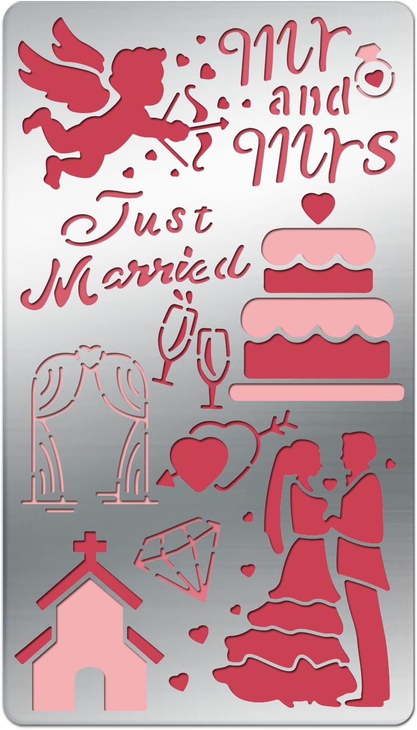 Wedding Theme Metal Stencils Stainless Steel Painting Stencils for Wood ...