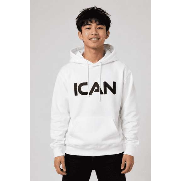 ICAN Pro Club 3-End Fleece Hoodie - White, Size S