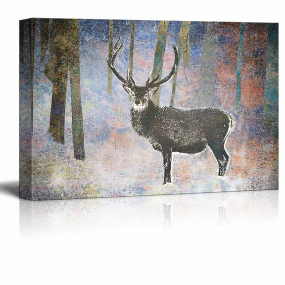 wall26 - Animal Theme Canvas Wall Art - A Deer in The Woods - Giclee Print Gallery Wrap | Modern Home Art Stretched & Ready to Hang - 24x36 inches