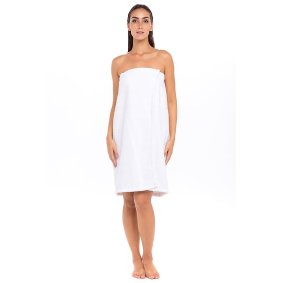 Women's Wrap with Adjustable Closure 100% Terry Spa Body Wrap Shower Bath Towels White S/M