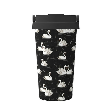 

Gaeub Swan And Dragonflies Print Travel Mug Insulated Coffee Mug with Leakproof Lid Travel Coffee Mug Vacuum Stainless Steel Double Walled Reusable Coffee Cup