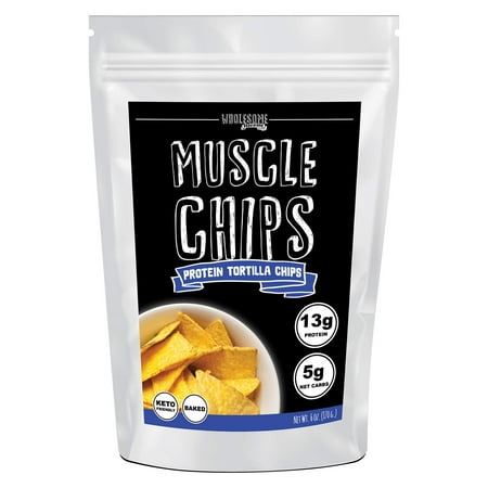 Protein Chips, 13g Protein, 5g Net Carbs, Keto Snacks, Low Carb Snacks, Protein Tortilla Chips, Muscle Chips, Baked Not Fried