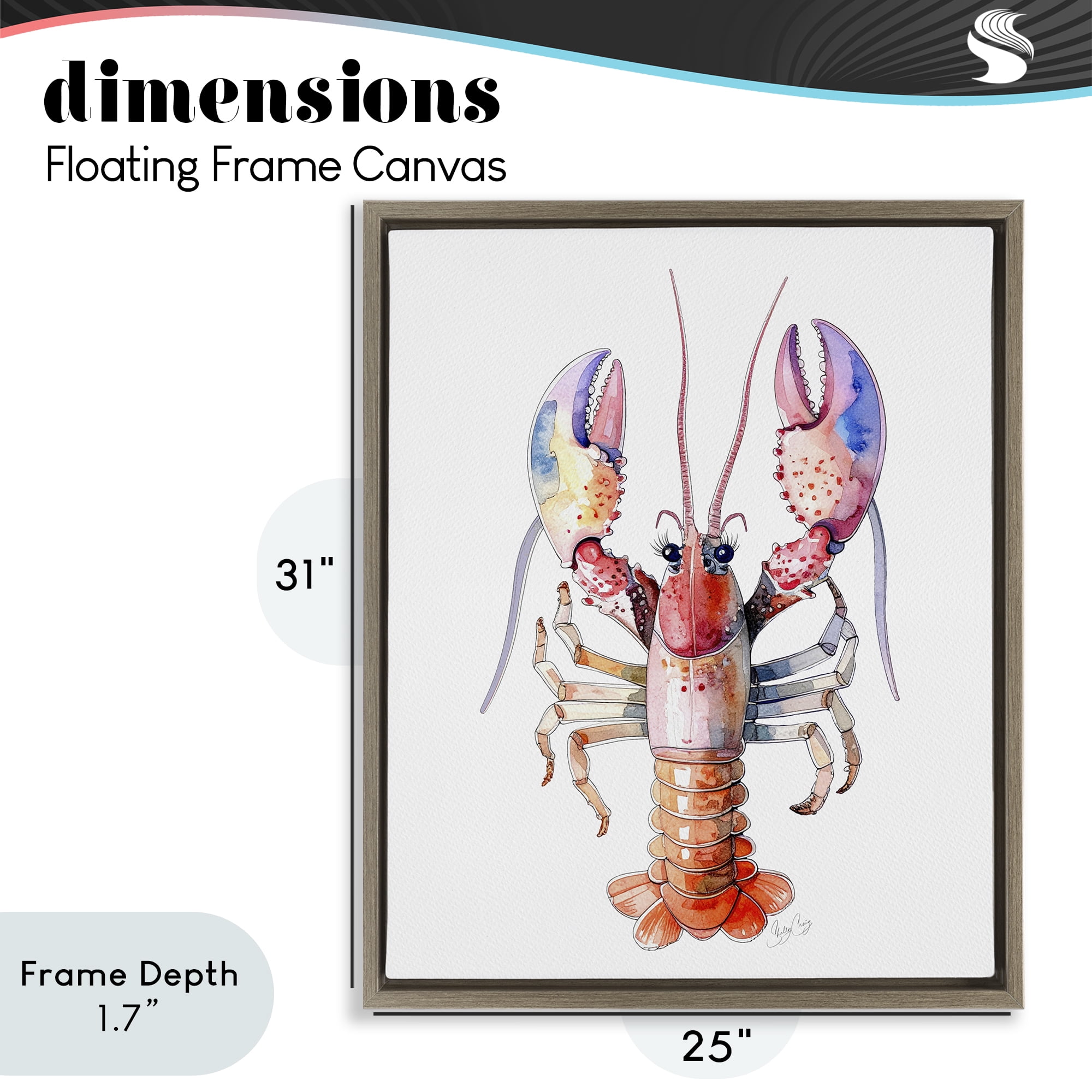Stupell Industries Coral Claw Lobster Brown Framed Floater Canvas Wall Art, design by Shelly Craig
