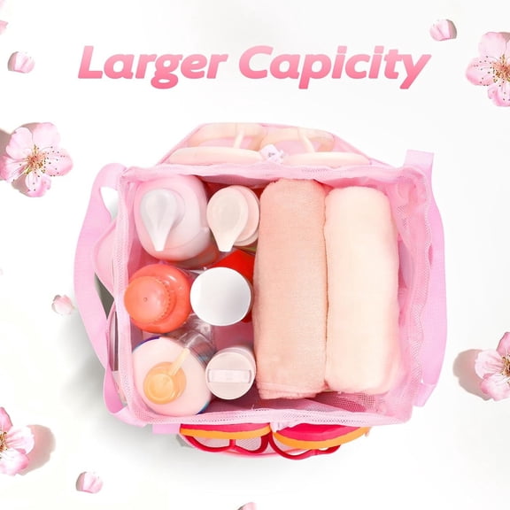 Bathroom Products Beach Toiletries Drawstring Mesh Storage Bag Double Handle Shower Bag for Items From Falling Ideal for Student Girls Dormitory