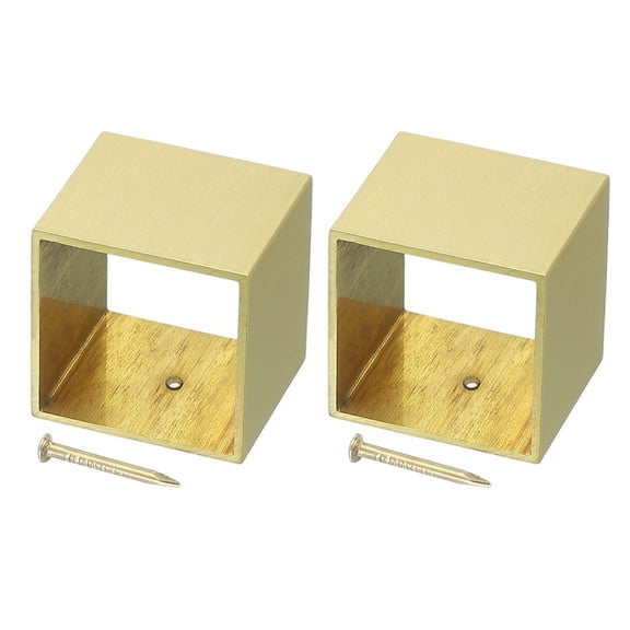 Uxcell 2 Pcs Brass Furniture Foot Cover, 1.26 x 1.38 x 1.18 Inch Square Furniture Pads Leg Cover Gold Table Foot Cap Floor Protector for Chair, Table, Sofa, Bed