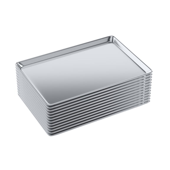 Pack of 12 | 18 in. x 26 in. Full Size Aluminum Bun / Sheet Pan | Ideal for baking, roasting, cooling, prepping, or storing – a must-have in restaurants, bakeries, and busy kitchens.