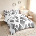 thumbnail image 2 of Manfei Watercolor Diamond Geometric Full Size Bedding Sets, Silver Metalic Full Size Bed in a Bag, Gray White, Reversible 7-Piece, 2 of 6