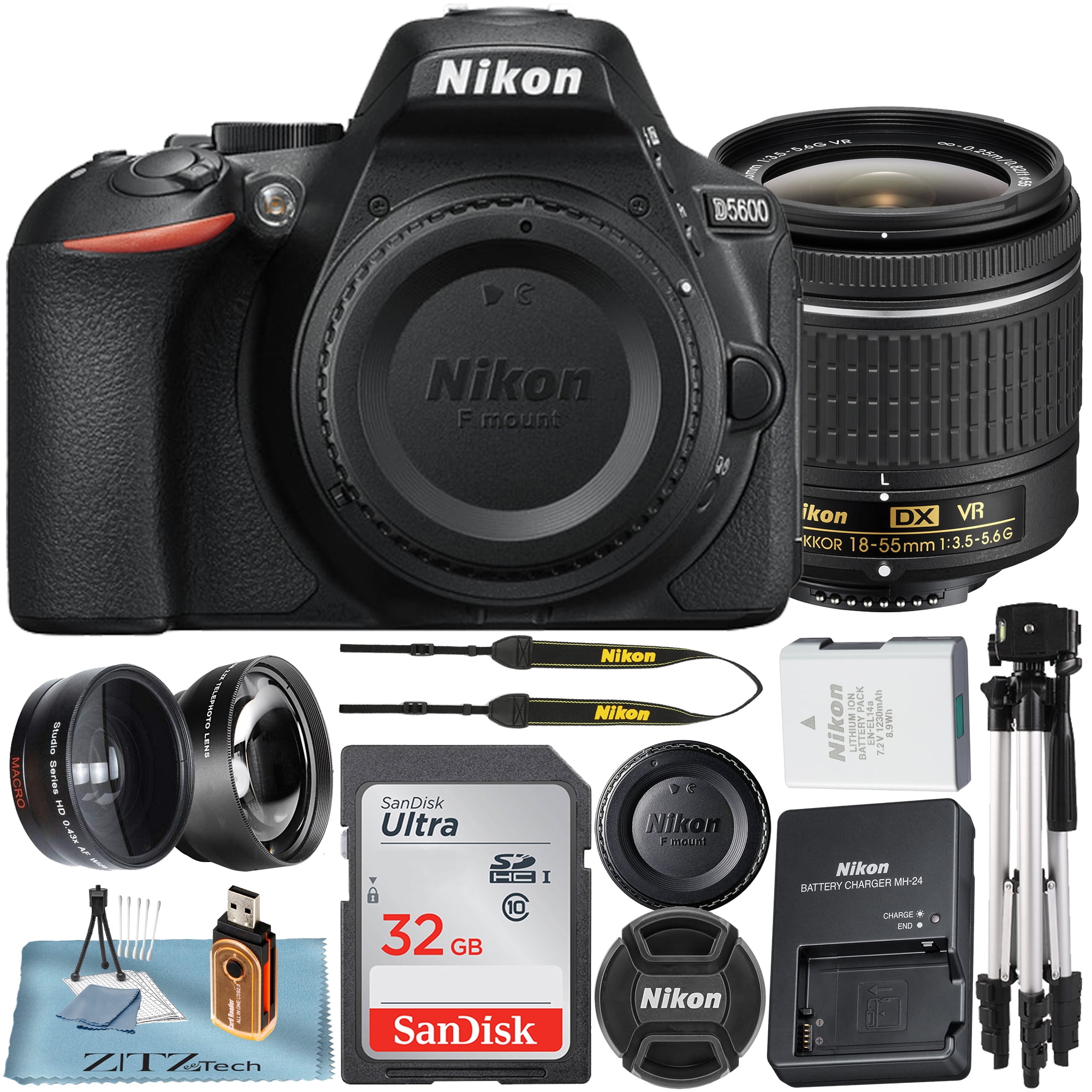 Nikon D5600 DSLR Camera with 18-55mm Lens Starter Bundle - (Intl