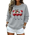thumbnail image 5 of Ecqkame Womens Crew Neck Sweatshirts Christmas Print Long Sleeve Casual Loose Pullover Top Holiday Daily Comfy Fit Sweatshirt Gray M, 5 of 7