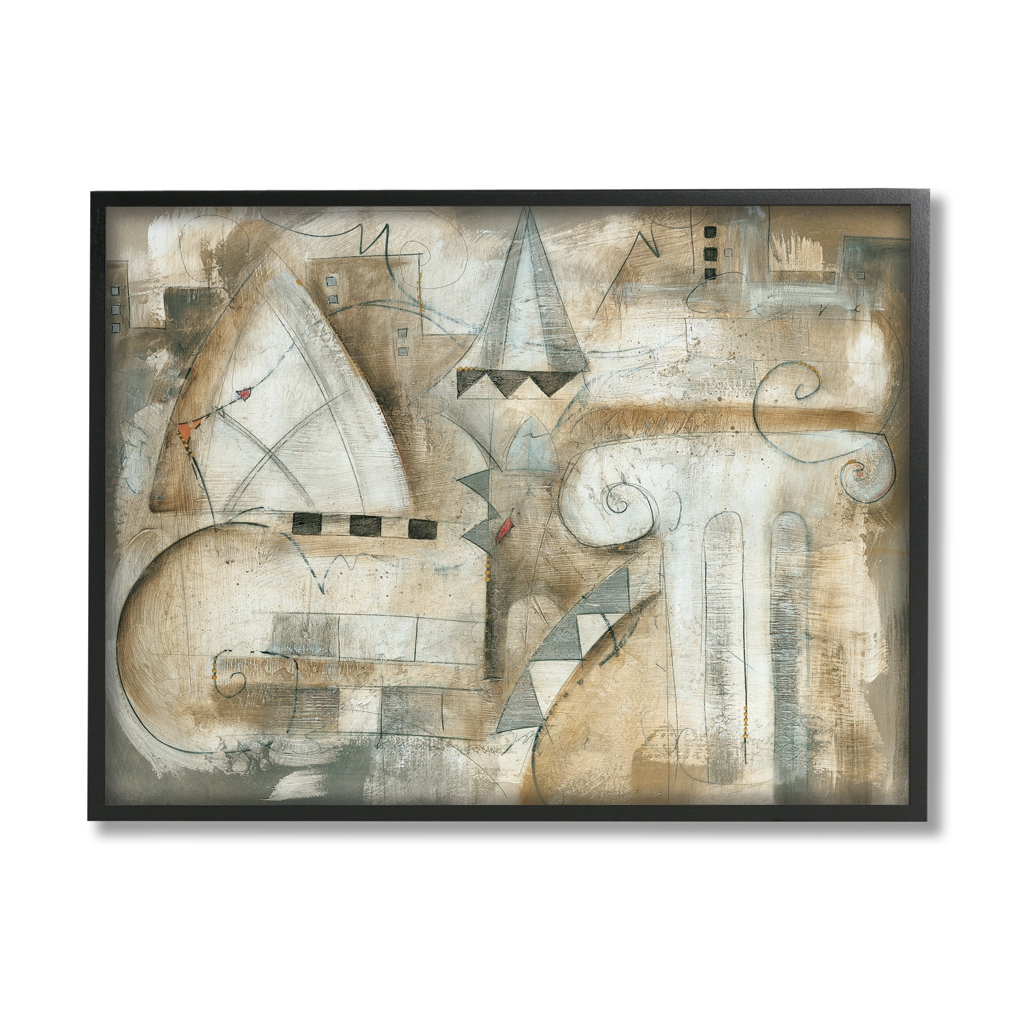Stupell Industries Abstract Traditional City Architecture European Ionic Pillar Paintings Gray Framed Art Print Wall Art, 30x24, by Eric Waugh