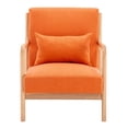 thumbnail image 2 of Zimtown Modern Arm Chair Mid-Century Upholstered Accent Chair Fabric Wood Frame Lazy Sofa Chair Comfy Leisure Couch with Free Pillow, 2 of 12