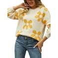 thumbnail image 3 of GXFC Women Teen Girls Juniors Sweater Casual Long Sleeve Oversized Flower Knit Pullover Fall Warm Knitwear Top Clothes for Women, 3 of 9